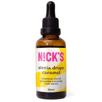 Image de NICKS Stevia Liquide, Gouttes de stévia Arôme Caramel Edulcorant Naturel, Zéro Calorie Substitut Sucre Keto, Vegan, Sans Sucre, Gluten, Low carb (50 ml)