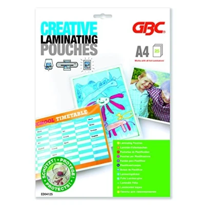 Image de GBC ED04125 Pack de 25 Pochettes Brillantes pour Document A4 2 x 125 microns