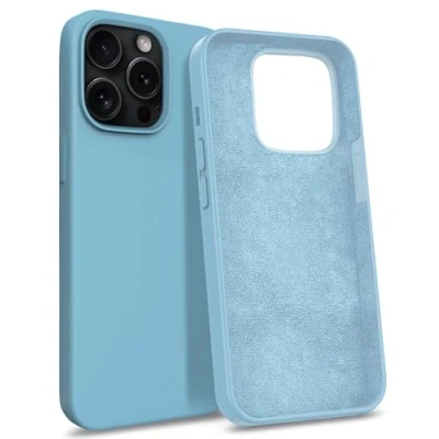 Image de MyGadget Coque Compatible avec Apple iPhone 15 Pro Max Case Protection Rigide Anti Choc Doublure Microfibre Bleu pâle