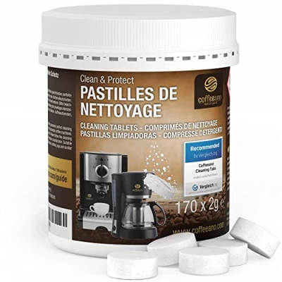 Image de 170 Pastilles de nettoyage pour Jura, Krups, Melitta, Delonghi, Siemens, Philips, Bosch, Tassimo, Nespresso, Sage, Senseo machines à café automatiques et cafetières Coffeeano nettoyant