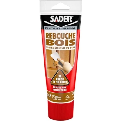 Image de Sader Rebouche Bois en Pâte Enduit de Rebouchage Extérieur et Intérieur Pour Combler Trous Fissures Jusqu’à 1 cm à Sans Solvant Couleur Tube 330 g