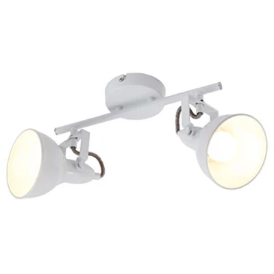 Image de Briloner Leuchten 2049 026 Plafonnier avec 2 Spots rotatifs et pivotants en métal Design rétro, 40 W, Weiß