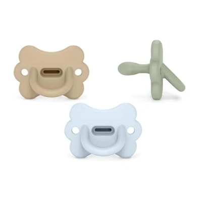 Image de Suavinex, Lot 3 Sucettes Tout Silicone, Bébés 0 6 Mois, Nouveau nés, Tétine Physiologique Sx Pro, Souple, Flexible, Idéal Dormir, Respecte Développement Bucco dentaire, Butterfly, Bleu, Vert, Beige