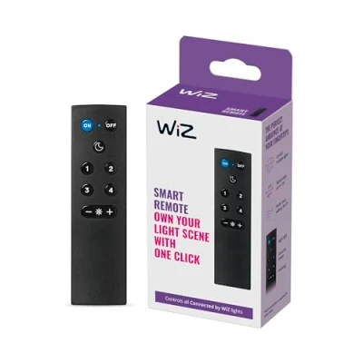 Image de WiZ WiZmote la télécommande sans fil pour un éclairage WiFi connecté intelligent. Contrôle facile l&#039;éclairage intérieur de maison, le salon, chambre à coucher et cuisine. Noir