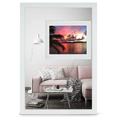 Image de Cadre photo 10 x 15 cm blanc en bois acrylique portrait décoratif sans image Alice, Bois, Bouleau, 48 68