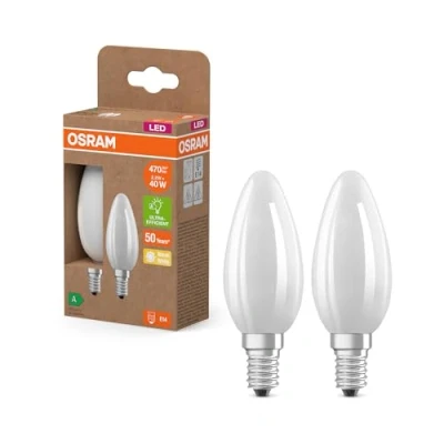 Image de OSRAM LED Superstar Classic B 40 en forme de mini bougie classique verre dépoli, 2,2 W, 470 lm,E14, 2700 K pour lumière blanc chaud, EEK A, diamètre 35 mm, lot 2
