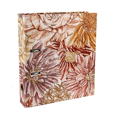 Image de RHODIA 120025C Classeur à levier 21 x 29,7 cm A4 Bouquet fleuri Pelliculage mat Intérieur imprimé Amaranthe Collection Orange botanique