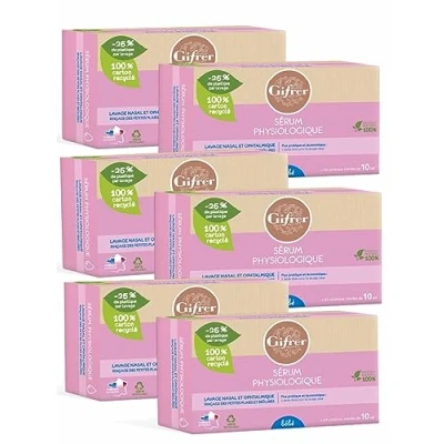 Image de Gifrer Sérum Physiologique lavage nasal et ophtalmique NOUVEAU Pack de 6 Boites 24 x 10 ml