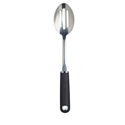 Image de MasterClass Cuillère de Cuisine à Fentes avec Poignée Souple en Acier Inoxydable et Nylon Antiadhésif, 34 cm