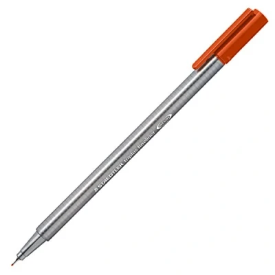 Image de Staedtler Triplus fineliner, feutre de forme triangulaire pour l&#039;écriture avec pointe superfine, largeur trait environ 0.3 mm, encre couleur orange, 334 48
