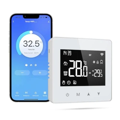 Image de Thermostat Connecté, sans Fil, Compatible avec Alexa et Google Home, Chaudiere Gaz, Connecte Intelligent WiFi Écran LED Tactile, Commande Vocale Distance (B)