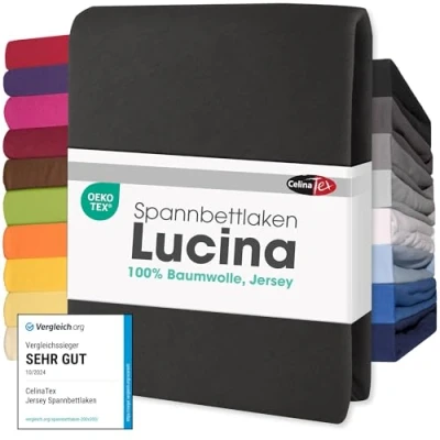 Image de CelinaTex Lucina Drap Housse Coton 2er Set 90x200 100x200 cm Noir