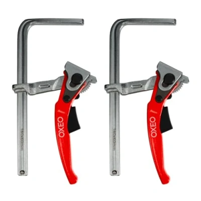 Image de Serre joint à levier 160mm X2 rapide adapté rail de guidage Pince table cliquet Acier Pour ponçage, coupe précision