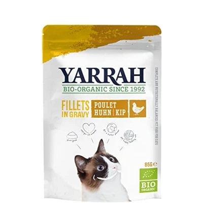 Image de Yarrah Filets de poche bio pour chat avec poulet en sauce (2 x 85 g)