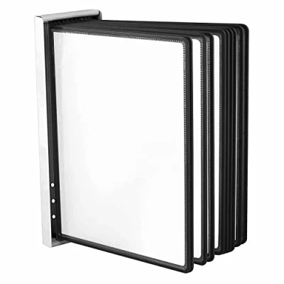 Image de LEVIATAN Porte Document Mural A4 Support Présentoir 10 Pochettes pour Consultation et Présentation Documents, Noir