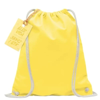 Image de Sacs de Gym en Coton Naturel, Sac Sport à Dos Tissu Toile Jute certifié Oeko Tex Jaune