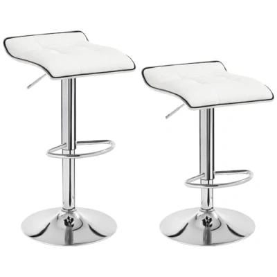 Image de WOLTU BH28ws 2 tabourets de Bar Lot en Cuir synthétique et Acier chromé, avec Caoutchouc Anti dérapant,Blanc