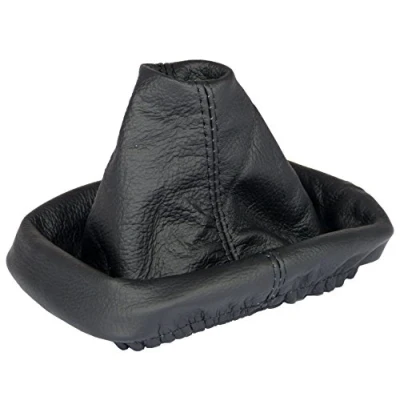 Image de L&amp;P A0033 Soufflet Sac Manchette manchon de commutation 100% cuir véritable veritable noir noire couture fil transmission manuelle boîte boite vitesse vitesses changement
