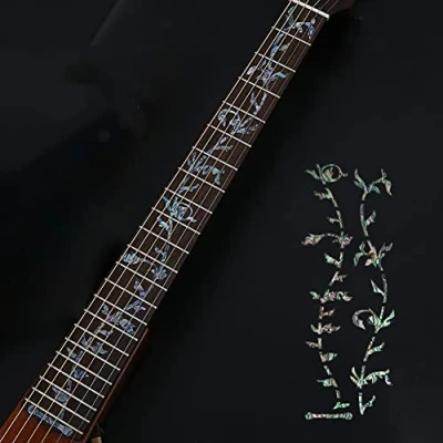 Image de Alnicov Marqueur de touche, autocollant d&#039;incrustation, à poser soi même, pour guitare électrique et basse acoustique, motif d’arbre vie, bleu abalone