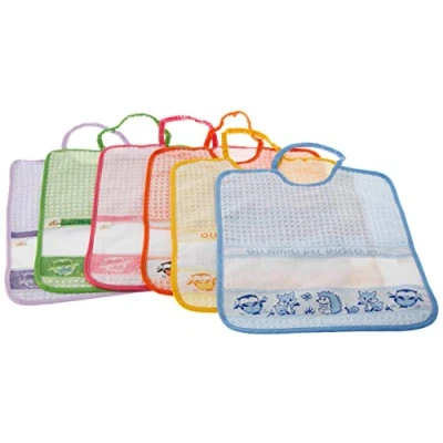 Image de Bubabù BAV275 Lot de 6 bavoirs avec élastique à broder Amis del BOSCO Grands en éponge coton 100% fabriqué Italie, 29 x 32 cm, multicolore