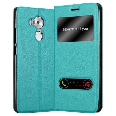 Image de cadorabo Coque pour Huawei Mate 8 en Turquoise Menthe Housse Protection avec Stand Horizontal et Deux Fenêtres Portefeuille Etui Poche Folio Case Cover