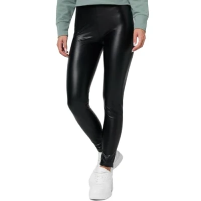 Image de Nur Die Leggings in Leder Optik Relax &amp; Go Kunstleder High Waist Treggings mit weicher Innenseite Bund, Schwarz, M Femme
