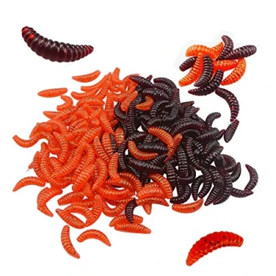 Image de Senven Ver artificiel, Silicone doux Biomimetic Leurres de pêche Simulation Vers rouges En plastique Vert Environnement Fort Tentation Appât Faux RedWorm 200Pcs