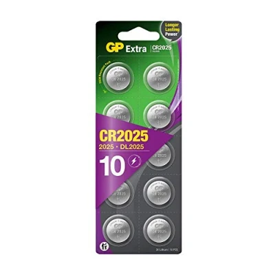 Image de Piles CR2025 Lot de 10 GP Extra Batteries CR 2025 Lithium 3v Longue durée