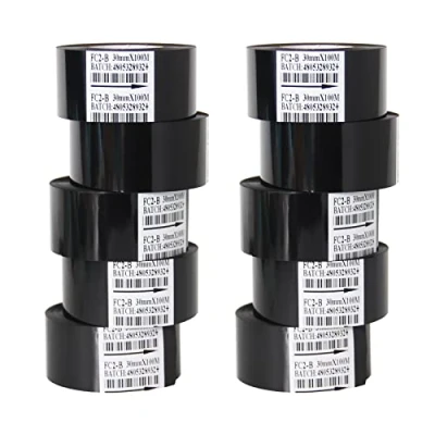 Image de 10 rouleaux de ruban marquage à chaud noir, 30 mm x 100 m, transfert thermique pour machine d&#039;impression codeur