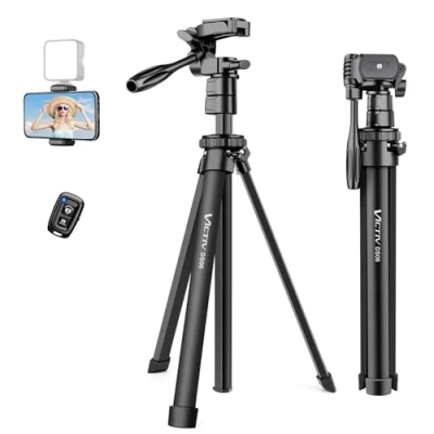 Image de Victiv Nouveau Trépied Smartphone, 150cm Téléphone Portable pour iPhone 15/14/13, Samsung, Huawei, avec Télécommande, Support, Trepied Appareil Photo Tête à 3 Voies Petite Caméra