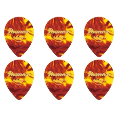 Image de Celluloid Guitar Pick, Small Teardrop shape, Heavy (1.0mm), Celluloid, Color: Shell, 6 Pack