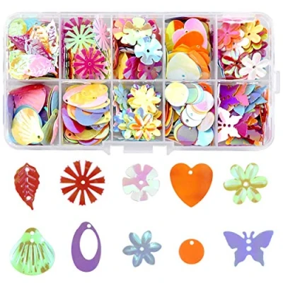 Image de 1 Boîte Colorées Paillettes Sequins pour Loisirs Créatifs, Mélange Forme Sequin en Vrac, DIY à Coudre, Lâche Arts Artisanat Bijoux Vêtements Faisant Décoration