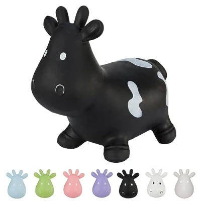 Image de Hoppimals Tootiny Animal Sauteur Gonflable Vache, Sauteur, Jouet Développe la motricité A partir de 12 Mois avec Pompe à air Incluse