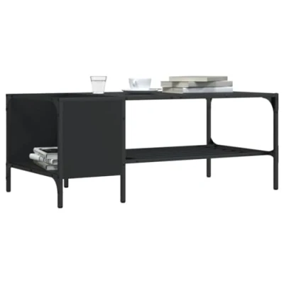 Image de vidaXL Table basse avec support noir 100x51x40 cm bois d&#039;ingénierie 837732