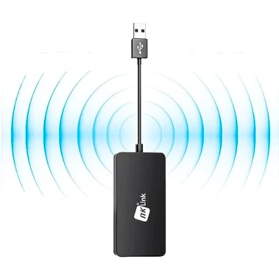 Image de NK Adaptateur Apple Car Play/Android Auto Sans Fil Bluetooth 5.0, Plug &amp; Play, Mirrorlink (Compatible avec iOS et Android) Indispensable Unité principale Android, Bleu, LINKAND
