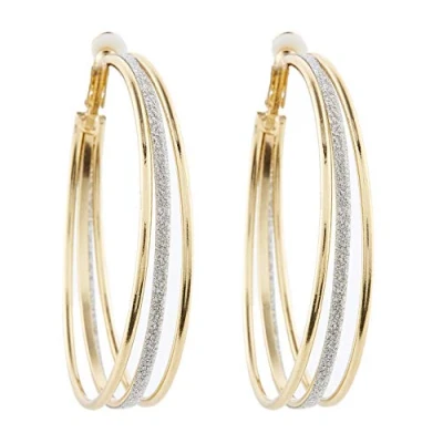 Image de Boucles d&#039;oreilles clips Plaqué or avec trois cerceaux Créoles Kanda G par Bello London