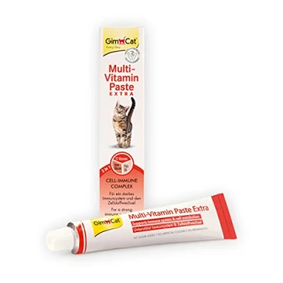 Image de GimCat Pâte Multi Vitamin Extra Snack pour chats avec du bêta glucane, des oméga 3 et 6 une protection cellulaire saine 1 tube (1 à 200 g)