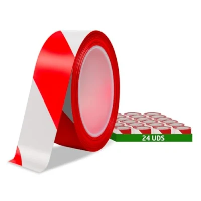 Image de Amig Lot de 24 rubans balisage 200 m long x 70 mm large Rouge et Blanc Fabriqués en Polyéthylène Basse Densité (LDPE) Pour la délimitation des zones sécurité
