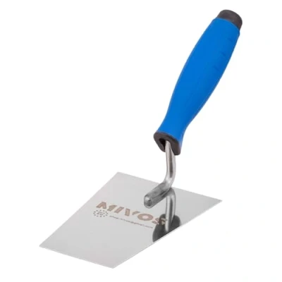 Image de Mivos Truelle de Maçon Trapézoïdale en Acier Inoxydable 140 x 70 mm Trapèze Spatule Plâtrier avec Poignée Caoutchouc Outil pour Travaux Maçonnerie Fabriqué UE