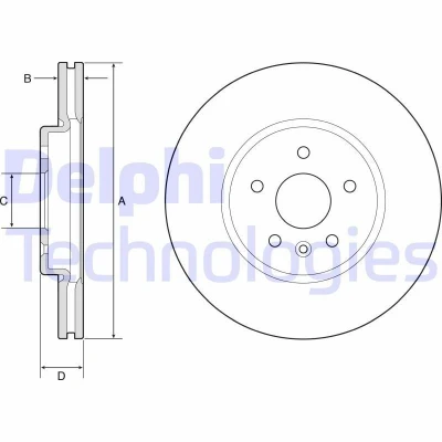 Image de DELPHI BG4783C Disque de frein 300 26 5 ventilé revêtu non traité sans roulement roue, bague ABS OPEL: Astra K Sports Tourer