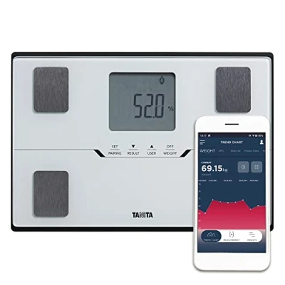 Image de TANITA BC 401 Balance Intelligente de Composition Corporelle Familiale Compacte Blanche avec APP pour le Suivi la Condition Physique