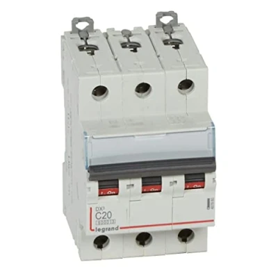 Image de Legrand 407860E Interrupteur automatique magnétique thermique 3P, 20 A, courbe C, 10 kA, 3 modules, DX3