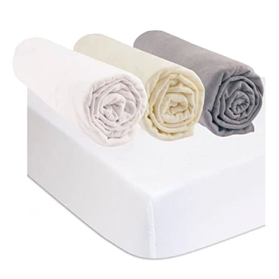 Image de Kit de 3 Draps Housse 60x120 Lit Enfant + 2 Protèges Matelas Taille 100% Coton Bio Multi Ultra Doux, Respirant Sommeil sain Certifié GOTS et Oeko Tex Fabriqué en Europe