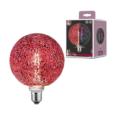 Image de Paulmann 28748 Lampe LED Miracle Mosaic G125 Globe 5 watts gradable Ampoule Rouge LumiÃšre efficace Blanc chaud 2700 K E27