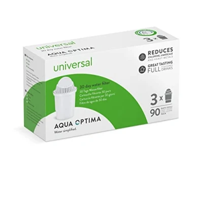 Image de Aqua Optima Cartouches de filtre à eau, style classique Lot 3 (3 mois d&#039;approvisionnement), compatible avec Brita Classic, système filtration en 5 étapes réduit les impuretés, Blanc