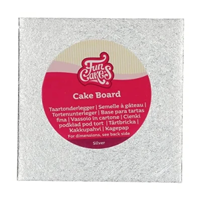Image de FunCakes Cake Board Carré 15 x cm Argent : carré, Base pour gâteau, Haute qualité, Aspect luxueux, 1 pièce.