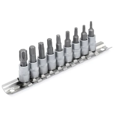 Image de DAKCOS Jeu de douilles à embouts 1/4&quot; pour TorxT10 T50, Lot 9 en CR V, embout S2