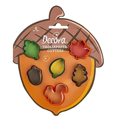 Image de Decora 0255213 SET 6 EMPORTE PIÈCES EN PLASTIQUE MINI FEUILLES D&#039;AUTOMNE, Brun et Vert