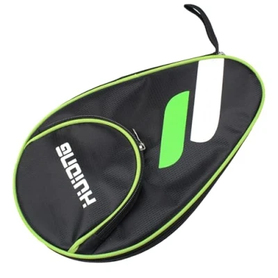 Image de JJHXM 1 Pièces Housse Raquette ping Pong,avec Compartiment pour balles,Pochette Pong avec Fermeture éclair,Housse de Tennis Table Multicolore(Vert et Blanc)