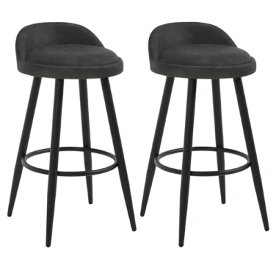Image de WOLTU Tabouret de Bar Anthracite Lot 2,Tabouret comptoir bistrot avec Dossier et Repose Pieds en Similicuir métal,BH327an 2